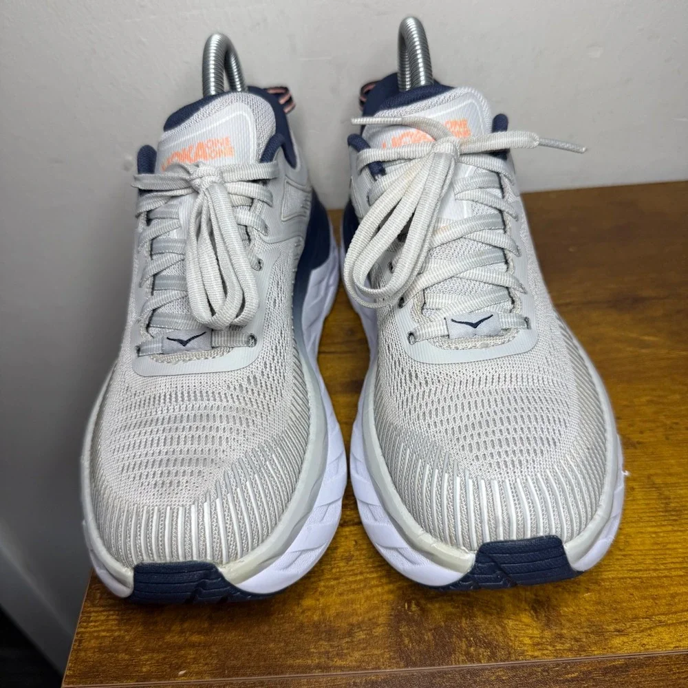 Hoka Bondi 7 Running Shoes Womens Size 6.5 Grey Blue 1110519 LRBI